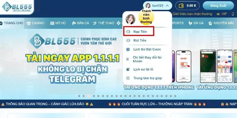 Nạp tiền BL555 và các tiêu chí cần đáp ứng